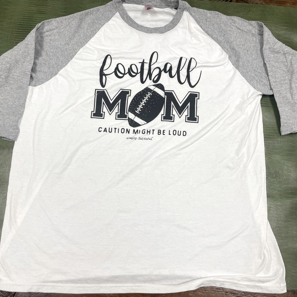 Football Mom baseball sleeve t-shirt